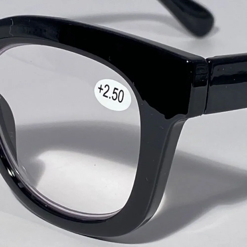 0555 Mona Reading Glasses Black Oversize 2.50 Readers Eyeglasses NWT